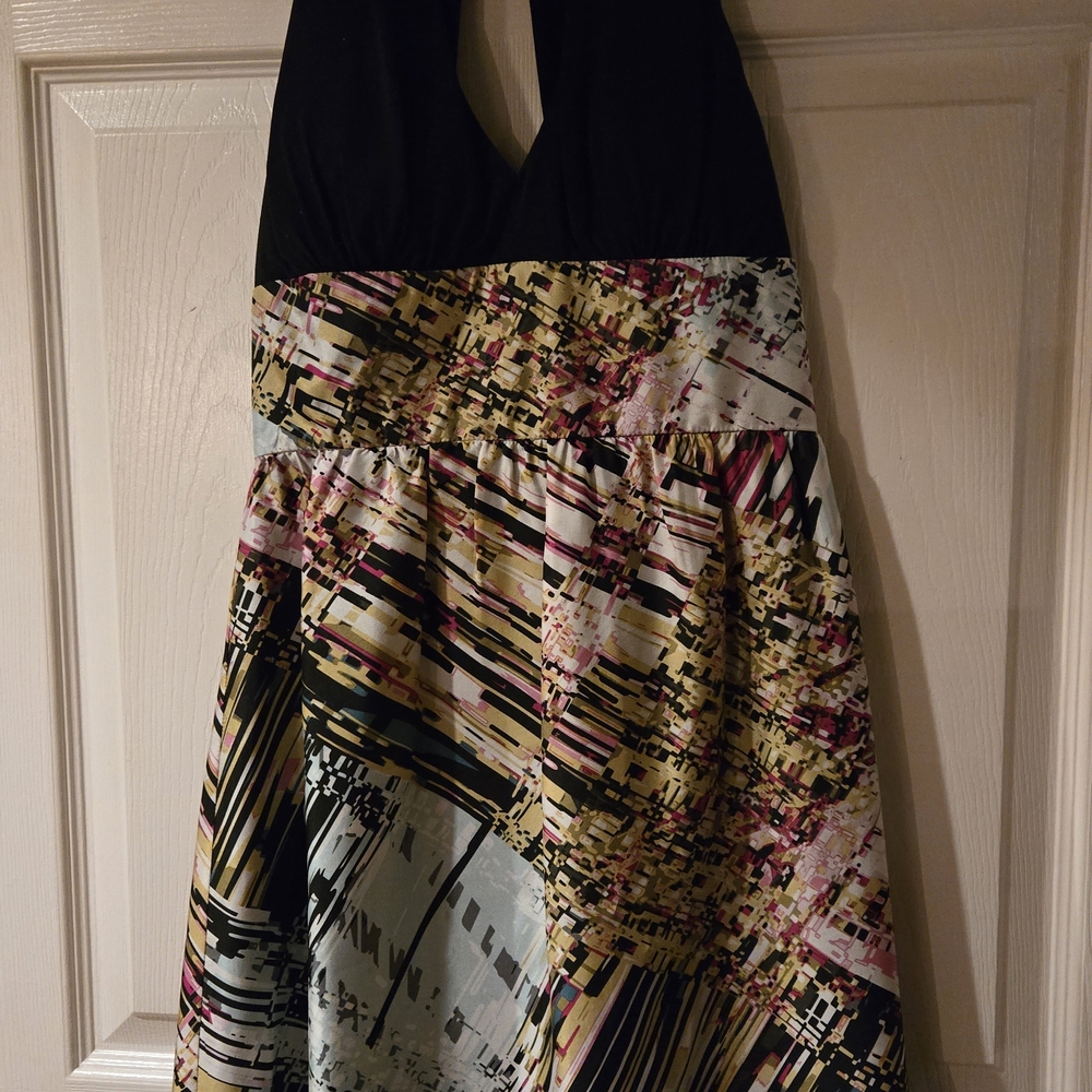 Elegant Strapless Black and Multicolor Dress